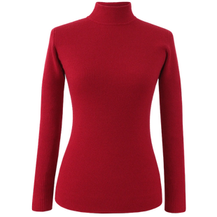 雪舟女式弹力圆领衫羊毛衫牛绒秋冬打底修身毛衣