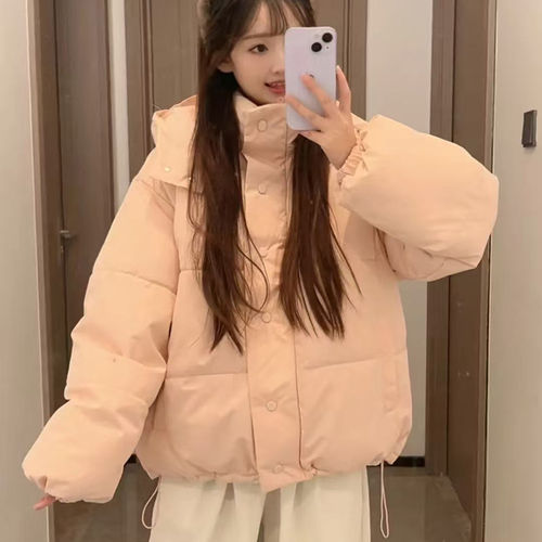 千仞岗小个子粉色羽绒服女冬季甜美学生加厚棉服韩系保暖面包服棉
