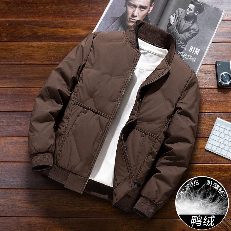 千仞岗加厚羽绒服男秋冬季2025新款爸爸冬装中老年保暖夹克立领鸭