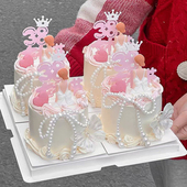 38女王节快乐蛋糕装 饰唯美氛围感背影女神幻彩蝴蝶珍珠链装 扮插件