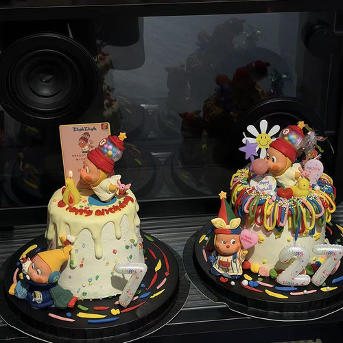 网红卡通可爱吹泡泡星星人蛋糕装饰摆件许愿公仔数字蜡烛装扮插件