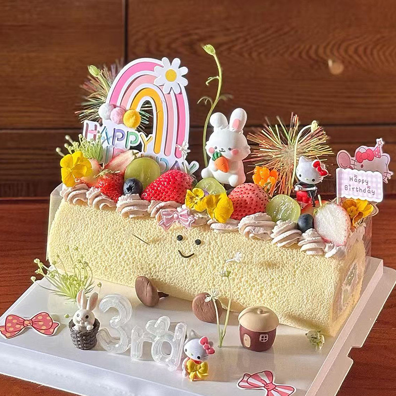 韩系简约ins可爱卡通胡萝卜兔子慕斯卷蛋糕装饰jelly小脚装扮摆件