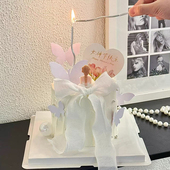 网红爱心郁金香女神节快乐卡片蛋糕装 饰背影女王唯美蝴蝶装 扮插件