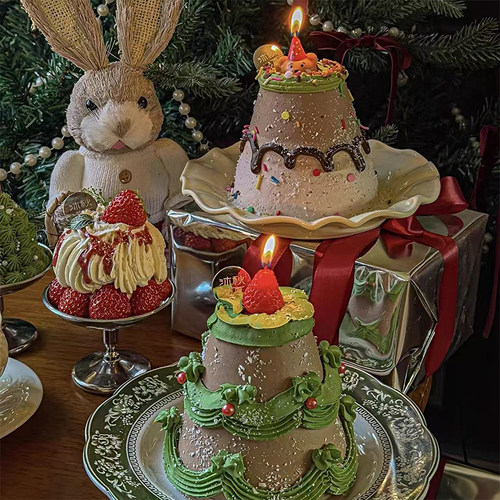 2025网红圣诞节许愿圣诞树糖珠蛋糕装饰帽子小熊草莓蜡烛装扮插件