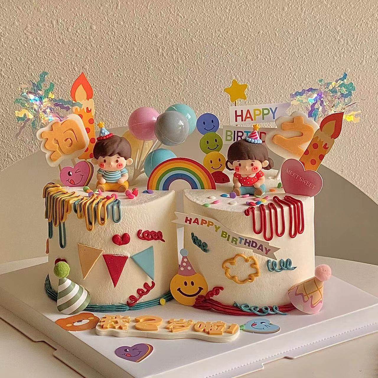 卡通双胞胎龙凤胎宝宝男孩女孩蛋糕装饰摆件周岁百天生日烘焙插件,节庆用品/礼品,蛋糕/烘焙装饰用品,淘宝优惠券,粉丝福利购,淘宝优惠卷