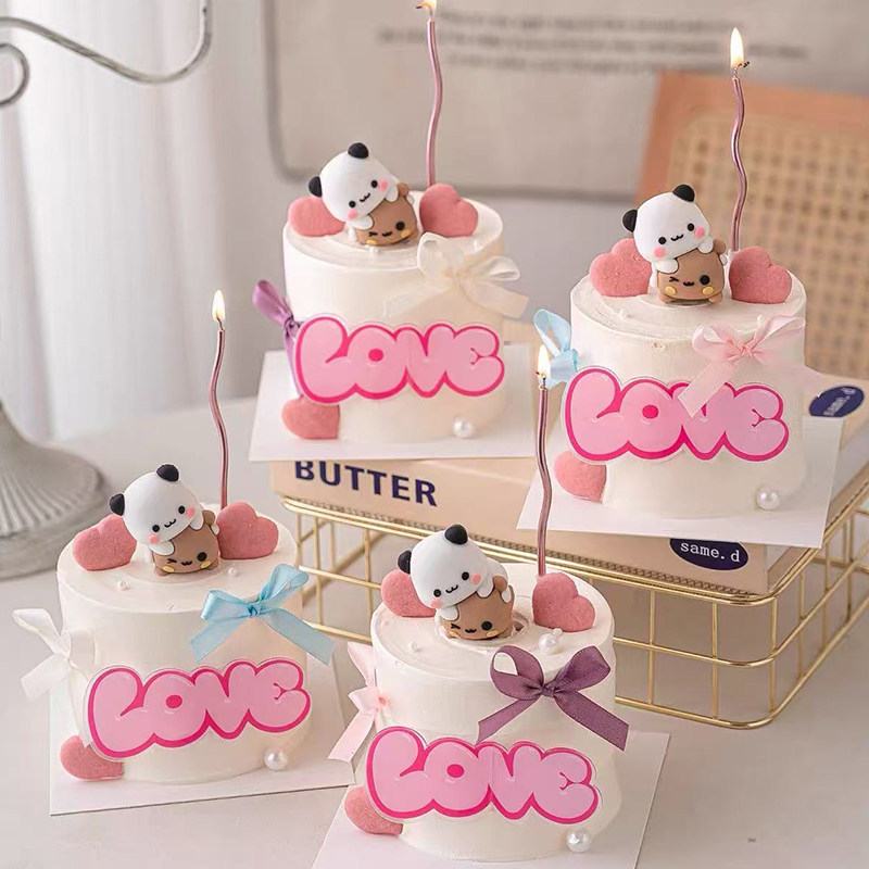 2.14情人节卡通一二布布蛋糕装饰粉色love亚克力蝴蝶结装扮插件,节庆用品/礼品,蛋糕/烘焙装饰用品,淘宝优惠券,粉丝福利购,淘宝优惠卷