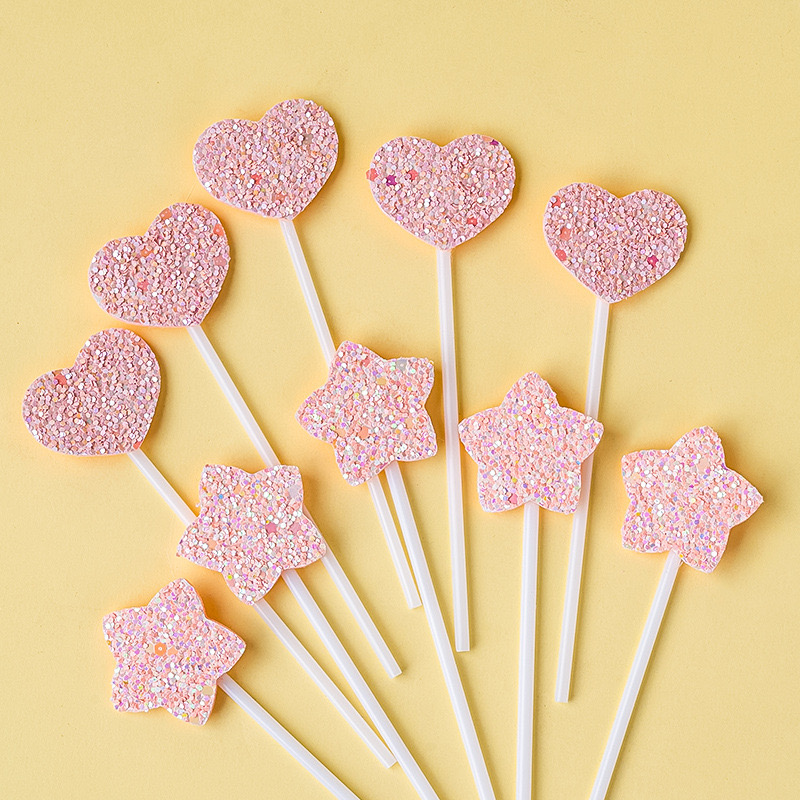 蛋糕装饰插件闪粉星星五角星粉色