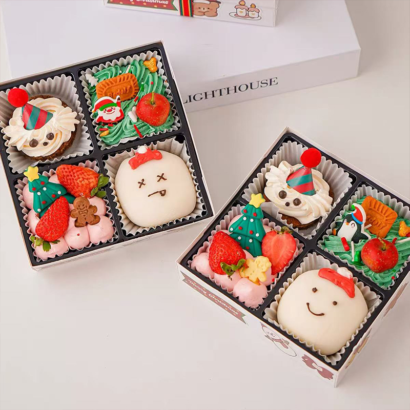 2025圣诞节四宫格雪媚娘甜品蛋糕装饰姜饼人圣诞树老人装扮插件