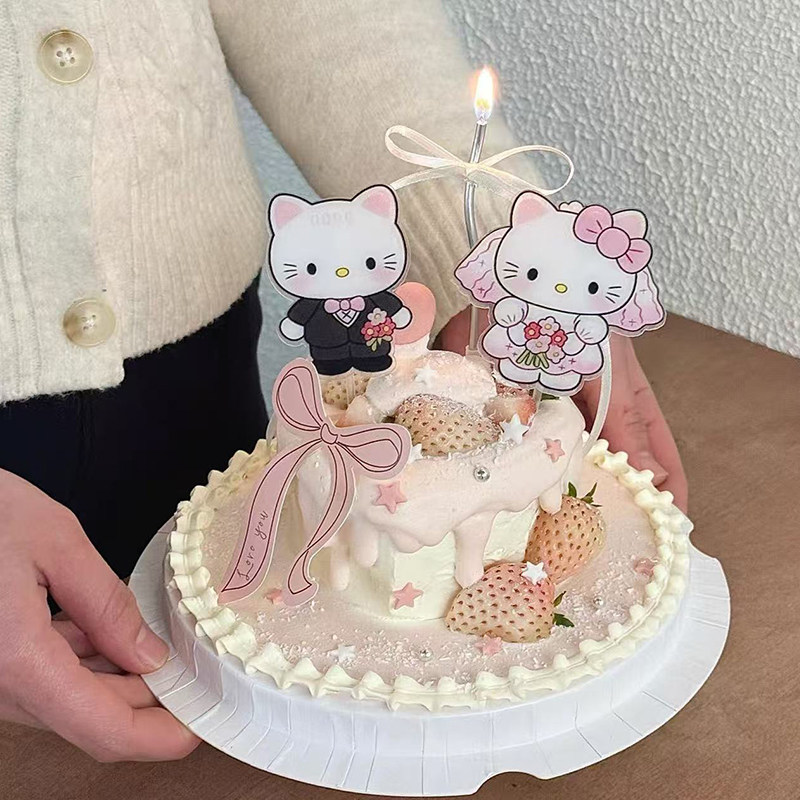 网红情人节创意西服婚纱KT猫亚克力蛋糕装饰蝴蝶结卡片订婚插件,节庆用品/礼品,蛋糕/烘焙装饰用品,淘宝优惠券,粉丝福利购,淘宝优惠卷