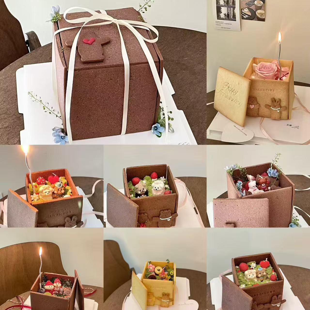 圣诞节浪漫惊喜曲奇饼干盒子蛋糕装饰插件可爱熊兔饼干装扮压模