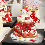 2026新年除夕夜元宝财神KT猫蛋糕装饰摆件元旦跨年亚克力烘焙插件