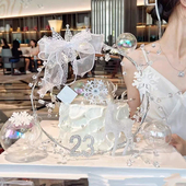 3.8女神节快乐水晶链条圆环蛋糕装 饰蝴蝶透明球水钻数字装 扮插件