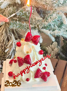 2026马年快乐蛋糕装饰新年元旦跨年许愿树立体蝴蝶结烘焙装扮插件