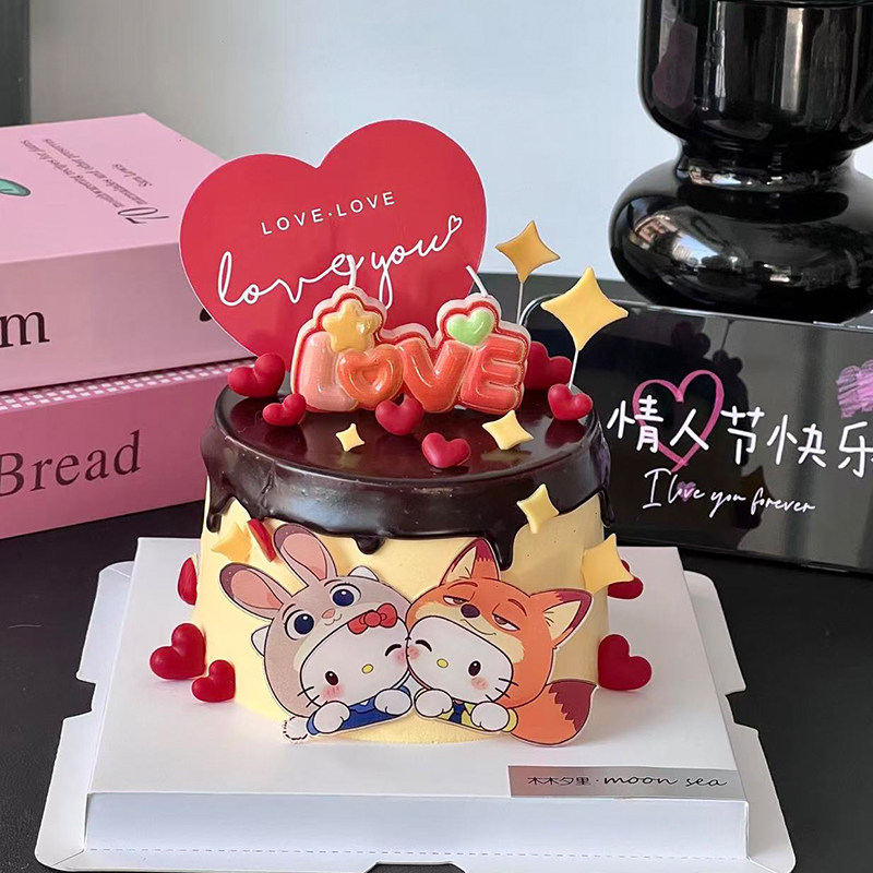 2.14网红情人节狐狸尼克兔子亚克力蛋糕装饰love爱心蜡烛装扮插件,节庆用品/礼品,蛋糕/烘焙装饰用品,淘宝优惠券,粉丝福利购,淘宝优惠卷