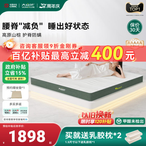 【爆款A1】大自然5A级家用山棕床垫非椰棕黄麻护脊椎可定制可拆卸 - 封面