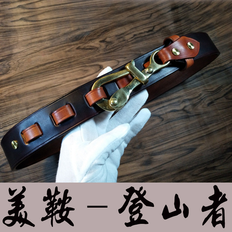 登山者美鞍牛皮带水手另类纯铜扣