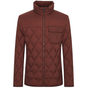 报喜鸟秋季新款男士商务休闲立领羽绒服外套时尚白鸭绒上衣姜饼色