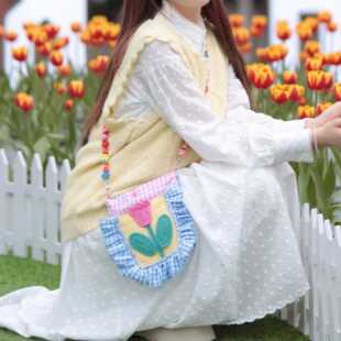 桃花坞宋茜同款包包女夏多巴胺链条手机包可爱甜美花朵单肩斜跨包