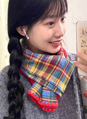 新年圣诞氛围感节日围巾女红色