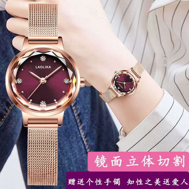 小表盘手表女士时尚简约气质学院风女表学生真皮表带网红纤细表