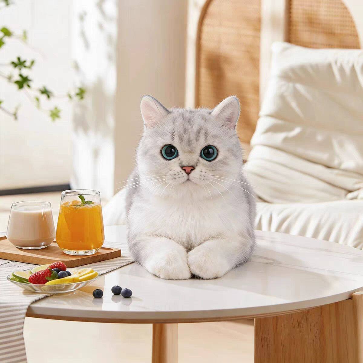 正品仿真银渐层猫博美犬毛绒玩偶