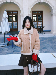 复古仿麂皮绒羊羔毛外套女2026秋冬新款宽松加厚保暖皮毛一体夹克