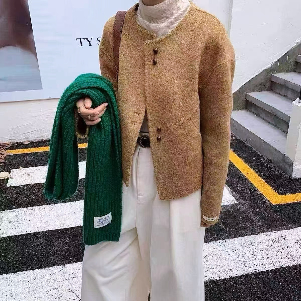 2026春季新款时尚圆领双面羊绒大衣女短款小个子羊毛呢子外套