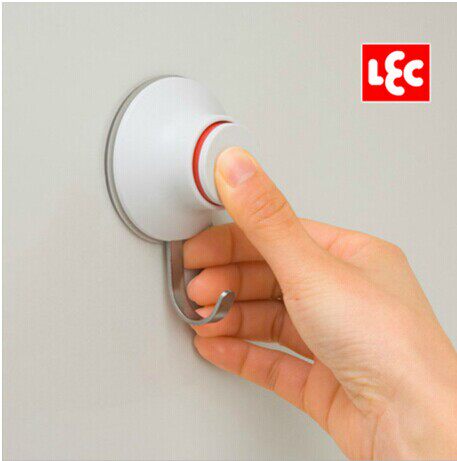 日本LEC正品 丽固按压式强力吸盘挂钩吸壁式超强无痕粘钩承重5kg