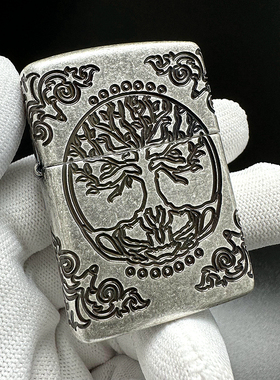 ZIPPO正品之宝打火机 美版原版盔甲环绕深雕 古银生命之树29670