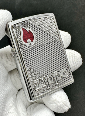ZIPPO正品之宝打火机 美版原版常规贴章 银色 经典火焰标志48126