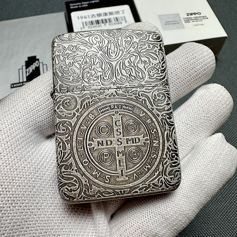之宝zippo打火机正品 原版1941复刻diy 古银 十字架 1941康斯坦丁