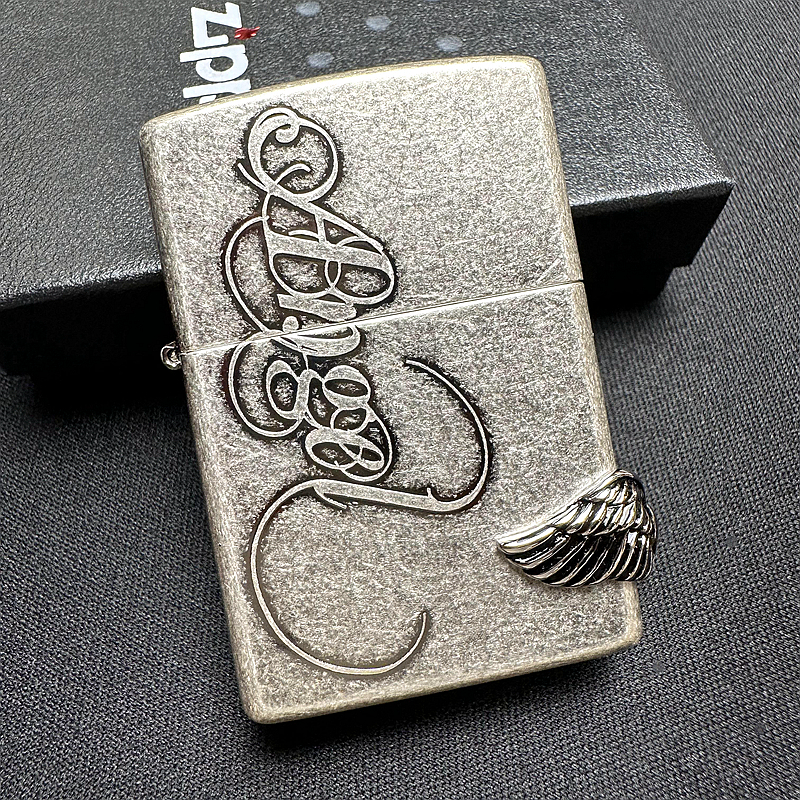 ZIPPO正品之宝打火机 韩版原版常规贴章 古银 爱情天使LOVE ANGEL