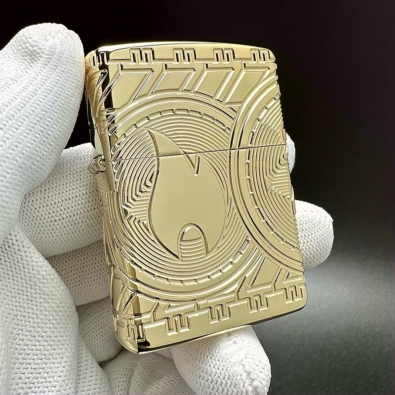 ZIPPO正品之宝打火机 美版原版盔甲 金色 黄金火焰货币29261