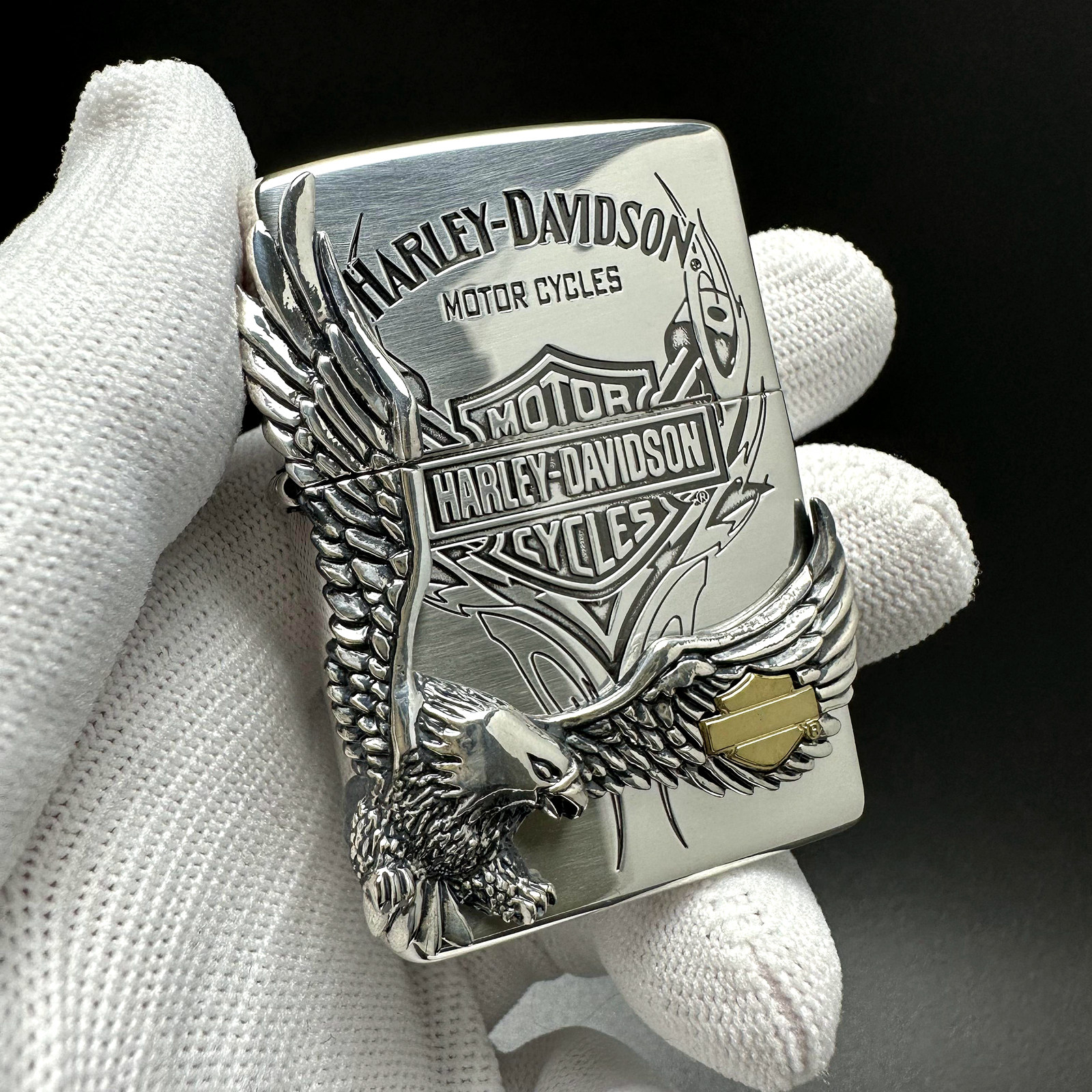 之宝zippo打火机正品 日版原版贴章 银色 王者归来 哈雷hdp-16