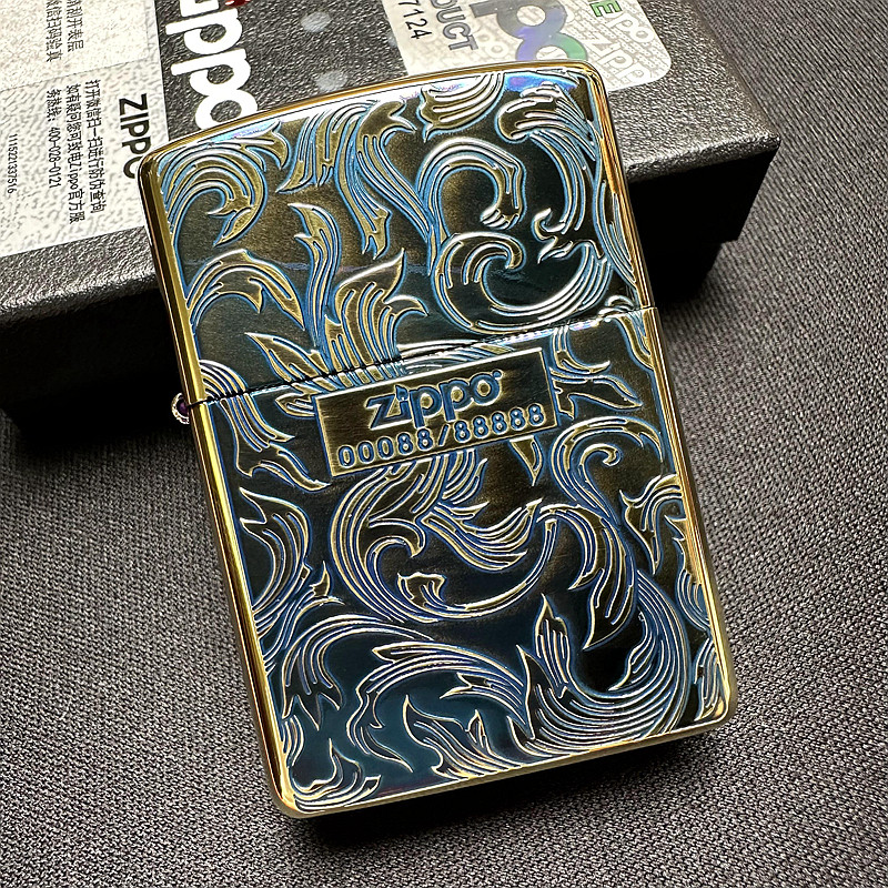ZIPPO正品之宝打火机 日版原版盔甲限量版 蓝色双面大唐草-3-246D