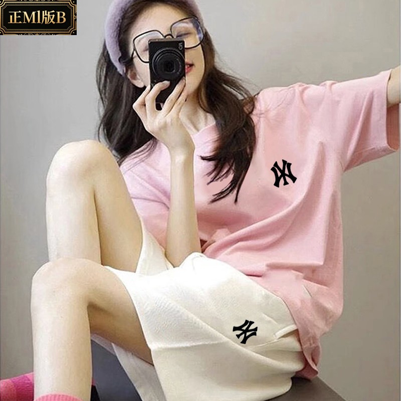 品牌NIB对版休闲运动套装女士短袖T恤纯棉短裤宽松大码显瘦两件套