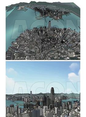 【acon3D模型】香港街套装（街景、园景、餐厅）漫画背景素