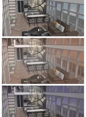 acon3d 6种复式一居室套餐包含普通复式单间结构AB型/走廊/外观