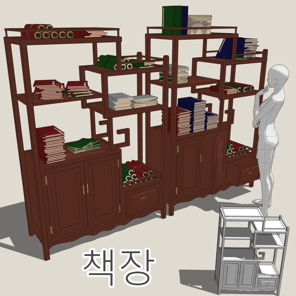 【csp模型】古风书架模型