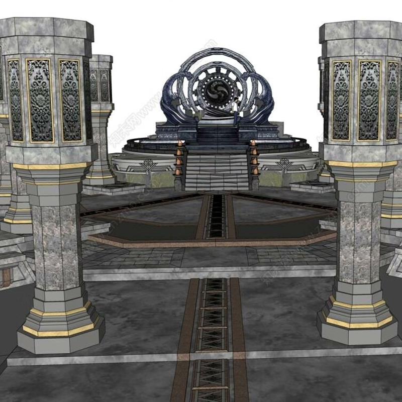 acon3d 082中式魔域_大殿 SU模型SU模型