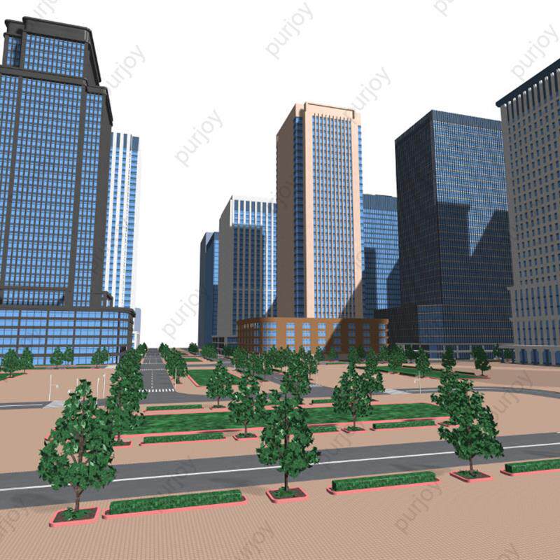 【CSP素材】3d城市高楼街道场景2