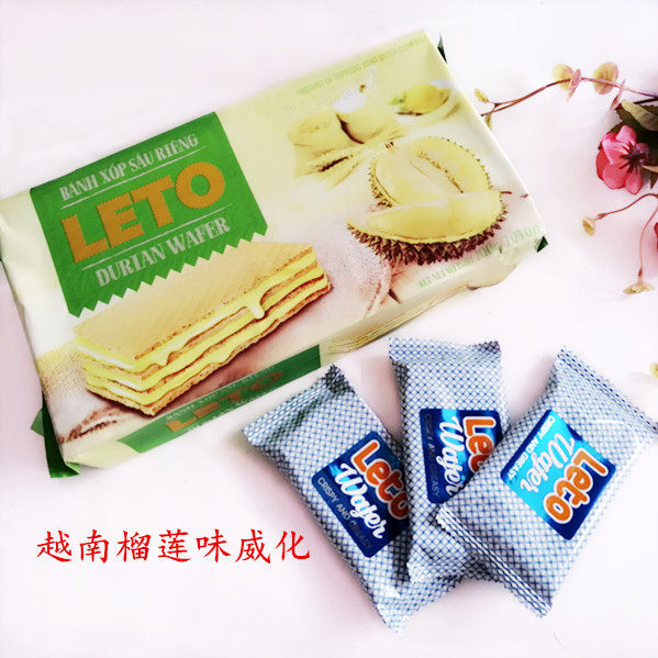 越南特产进口Leto榴莲味威化饼  豆乳味饼干千层饼代餐早餐 零食