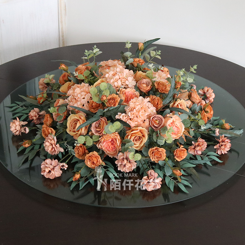 高档酒店大圆盘餐桌仿真桌花摆件