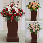 新款 演讲台百合花发言台迎宾区布置主席台仿真花艺司仪台挂式 假花