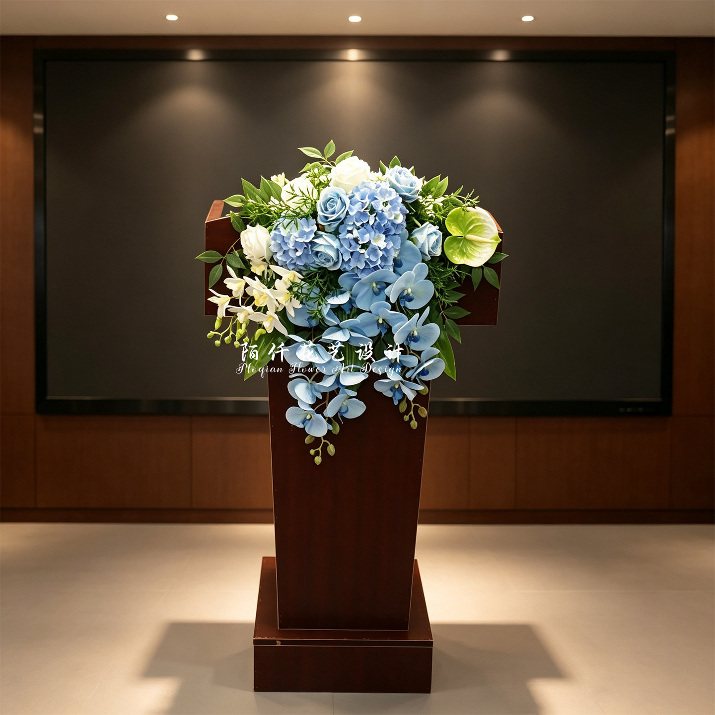 高档会议讲台花桌花签到装饰台仿真花假花酒店宴会演讲主席台花艺