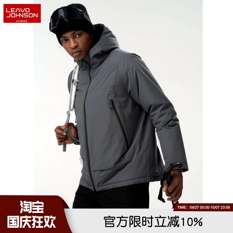 特价清~Leavo Johnson意大利高端轻量秋冬情侣连帽棉服男棉衣棉服