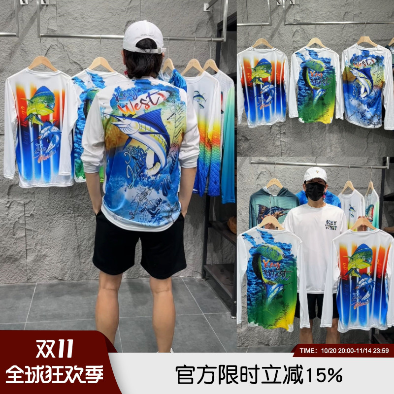 夏季男运动休闲钓鱼服长袖T恤