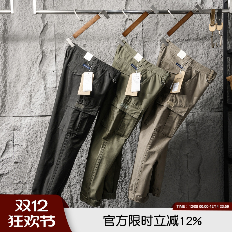 美式重磅！阿美咔叽！秋冬男士纯棉水洗斜纹休闲裤直筒口袋工装裤