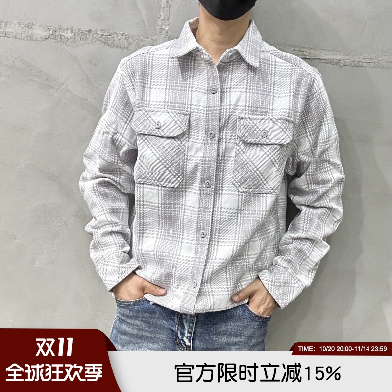 加厚男士格纹长袖衬衫衬衣外套