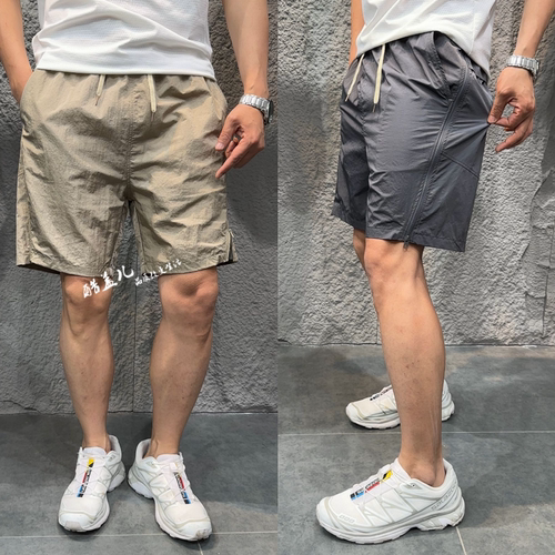 金属尼龙轻量薄款透气侧拉链短裤